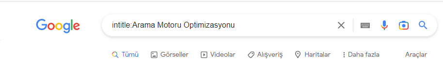 Google’da intitle: operatörü ile arama örneği.