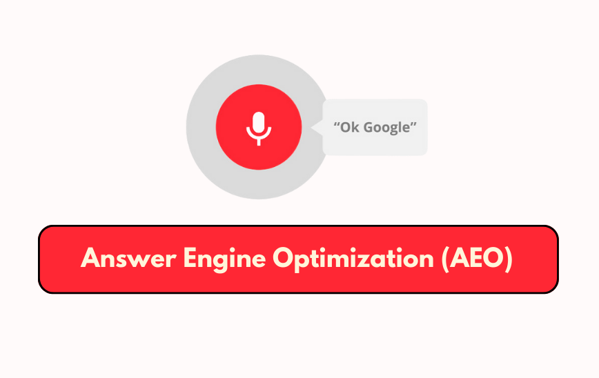 Answer Engine Optimization (AEO): sesli arama ve doğrudan yanıtlara odaklanan kavramsal kapak görseli.